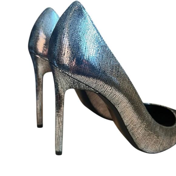 Saint Laurent Anja Silver Metallic Point Toe High Heels Size 39.5 EUC - Picture 6 of 9